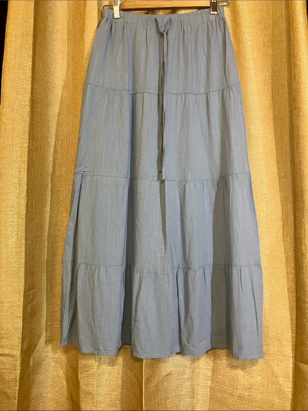 Sincerely Jules Light Blue Tiered Maxi Skirt with Drawstring Waist